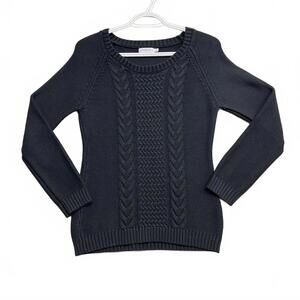 Alfred Sung Black Cable Knit Sweater Quiet Luxury China Women's Size Medium